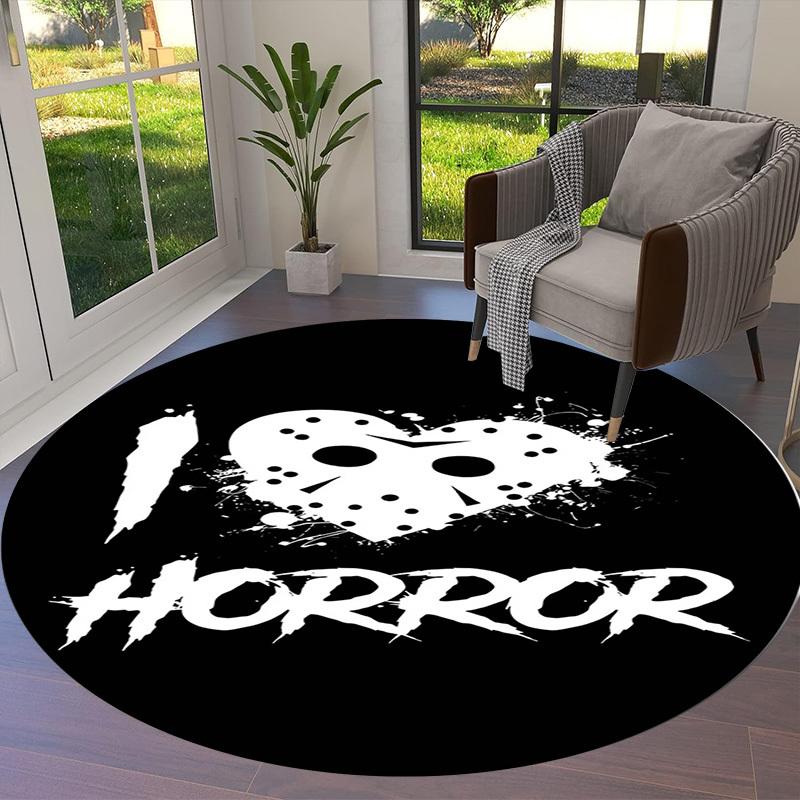 1pc Horror Love Mask Splatter Art Round carpet, Made of Polyester,Perfect for Decorating Office Chairs, Living Rooms,fplt278