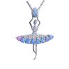 Dance Plated Crystal Ballerina Pendant Necklace Opal Top Dancer Charm Neck Jewelry Ballet Competition Gift Girls Dance Necklace
