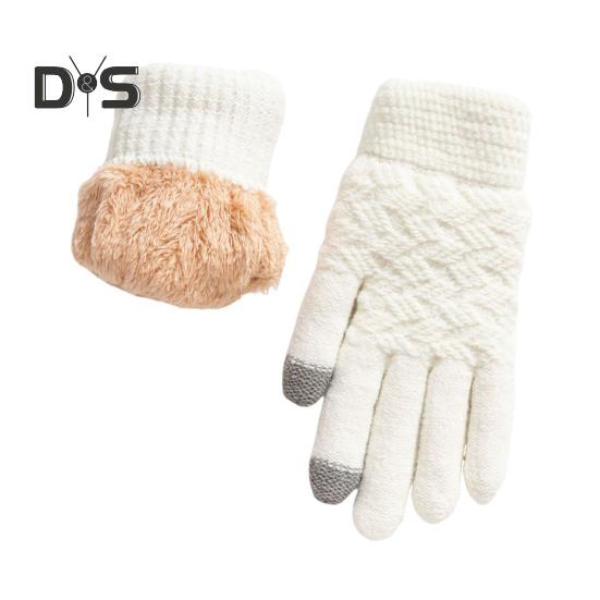 

1 пара женских зимних перчаток, двухслойные, утолщенные, плюшевые, жаккардовые, вязаные, на пять пальцев, унисекс, противоскользящие, для холодной погоды, для вождения, гольфа, катания на лыжах, коньках 22cm белый