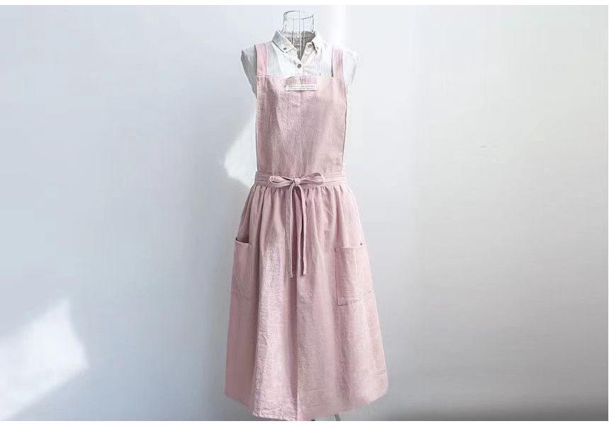 Korean-Japanese Academy Style Barista Apron: Pure Cotton Artistic Workwear for Restaurant & Florist Staff