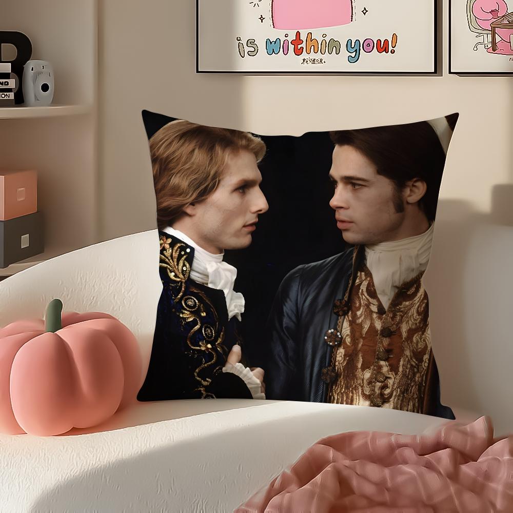 Romantic Tragic Film IInterview with the Vampire Cushion Cover Pillowcase Short Plush Invisible Zipper Room Sofa Cushion Cover