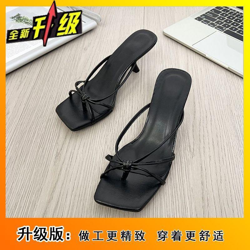 

French high heels, slippers, fairy style, beautiful sandals, new beach women in summer 2025, one-word stiletto 35