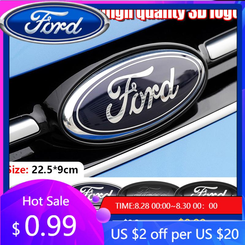New 2026 Car Sticker 22.5x9cm Metal Front Rear Emblem Badge Trunk Hood Aluminum Decal 1PC for Ford Fusion Focus Fiesta Kuga Mond