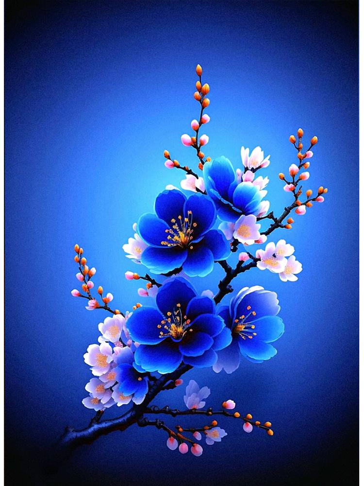 

Алмазная картина мозаика цветы серия Rhine Blue One Plum Blossom 5D DIY вышивка крестом украшение для дома Full Round 20x30CM