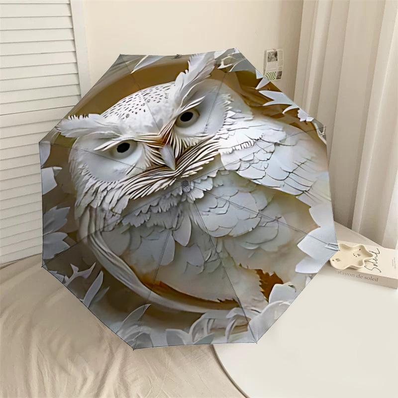 

1 шт. Сова Вырезка из бумаги Зонт - 8 ребер Усиленный, Автоматическое открытие, Легкий и Прочный, Милый Модный Аксессуар для Улицы-P64