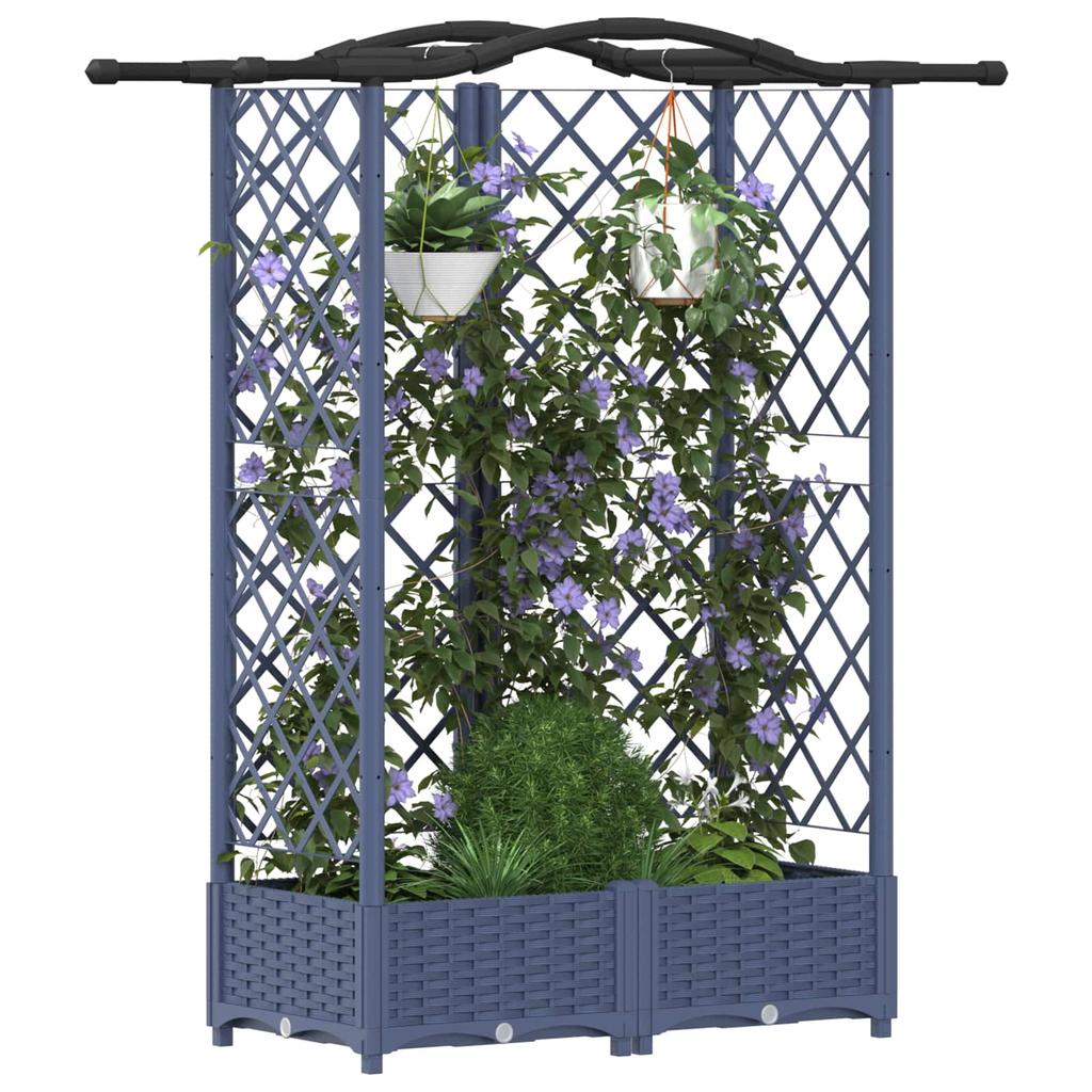 Raised Garden Bed with Trellis and Hanging Roof Gray 124 X 40 X 126 Cm PP