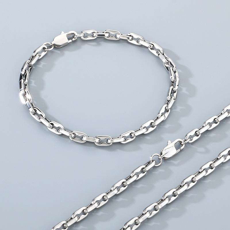 

2025 Ожерелье в минималистичном стиле и с ощущением высокого класса, 18k переплетающаяся цепь-губа, мужской браслет-сет 21CM+66CM