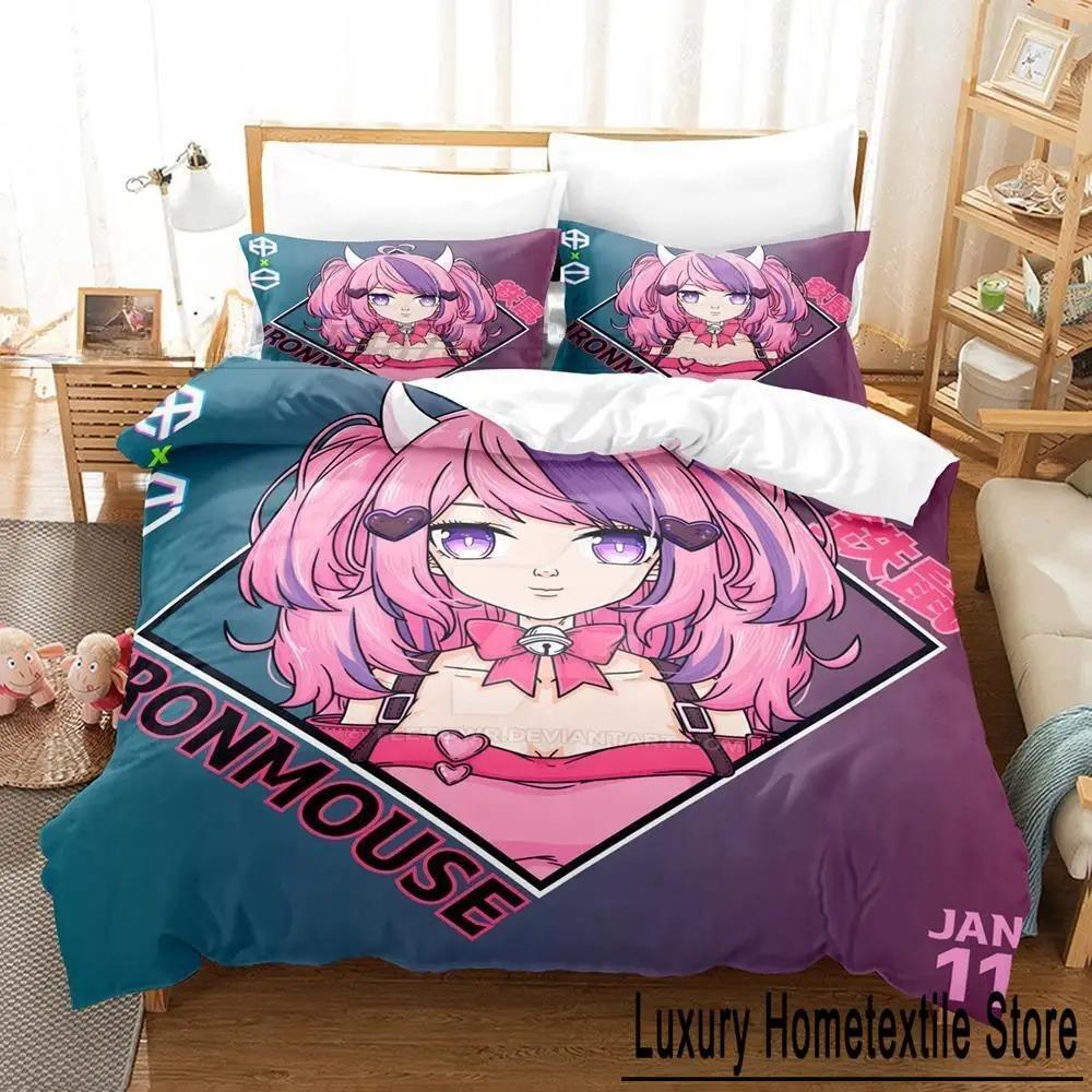 

Ironmouse Anime Bedding Set Single Twin Full Queen King Size 3D Print Kawaii Duvet Cover for Adult Kid Bedroom 70x133cm 2pcs
