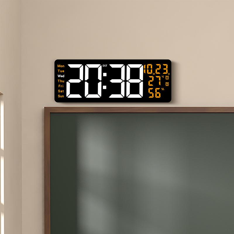 New Large-Size Living Room Wall Clock Multi-Function Led Clock Temperature And Humidity Electronic Clock Countdown 6670 Quality