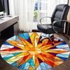 1pc Stained Glass Sunburst Office Round Area Rug, Indoor Mat Suitable ForOffice, Under Office Chairs Bedroom Living Room Home Decor, D159