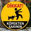 Vintage Beware Of Dog Round Aluminum Metal Sign Retro Warning Plaque For Porch Garden Garage Wall Decor