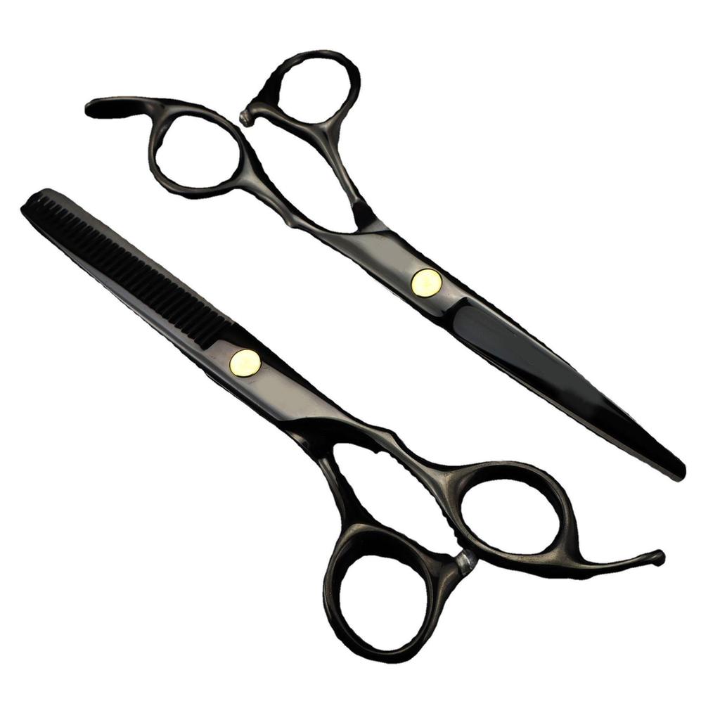 6.0" TONI Black Electroplated Hairdressing Scissors - Straight Shears, Bangs Scissors, Serrated Shears