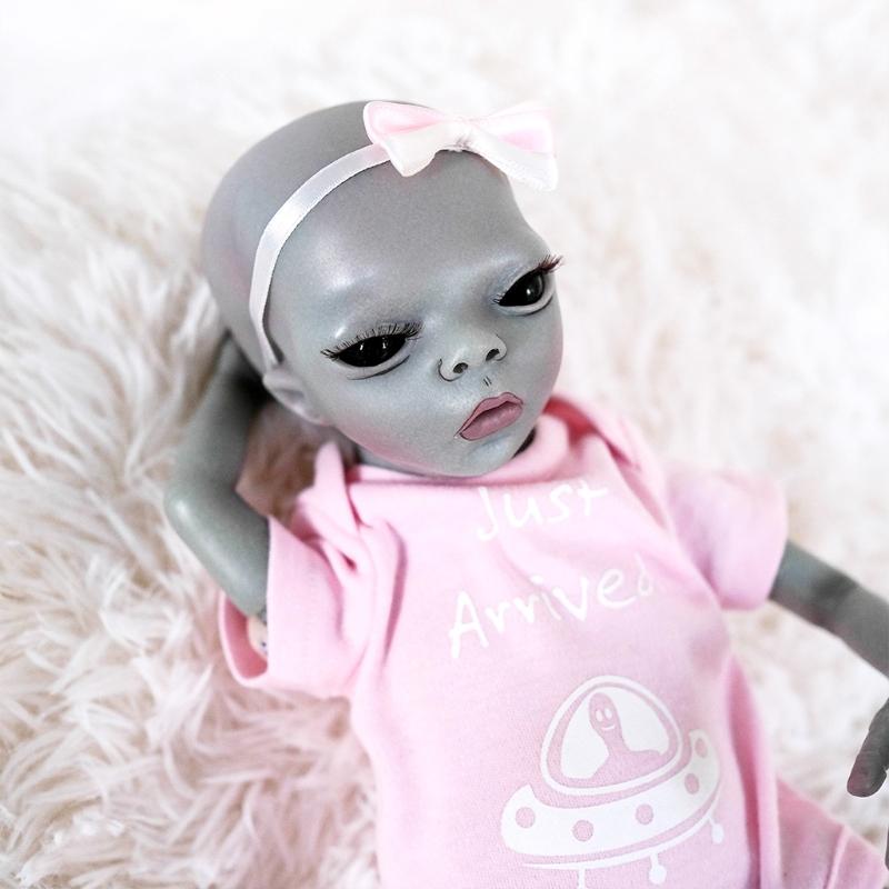 14’’ Lifelike Alien Baby Cuddle for Doll Reborn Simulation Toy Lovely Heavyweight for Doll for w/ 3D Skin Kids Birthday