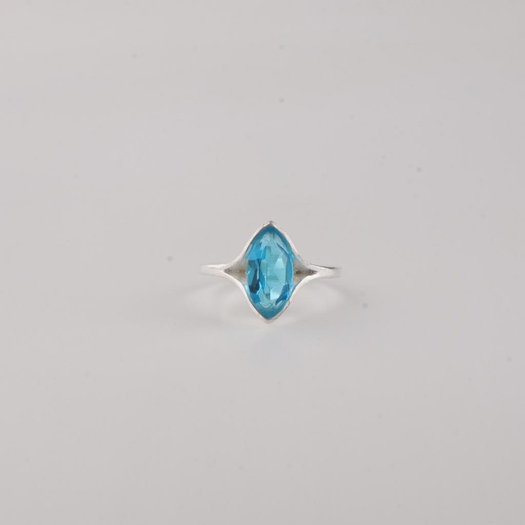 Swiss Blue Topaz Gemstone Partywear Ring 925 Sterling Silver Jewelry For Her CZR-20-5