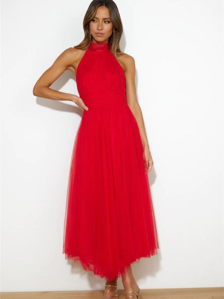 

Elegant Off-Shoulder Chiffon Maxi Dress in Multiple Colors XL червоний