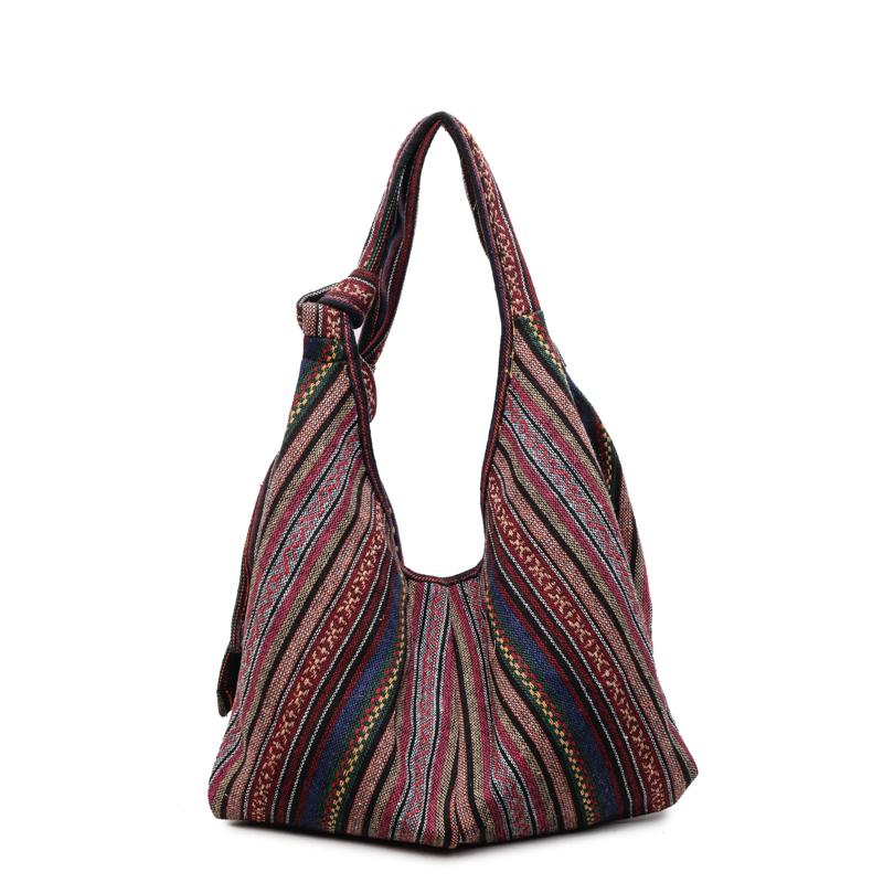 SAC TOTE Toile Rayures Ethnique Mode Sens du Design Grande Capacité 2026 Haute Qualité Sacs pour Femmes Nouveaux Polyvalents Sacs à Bandoulière