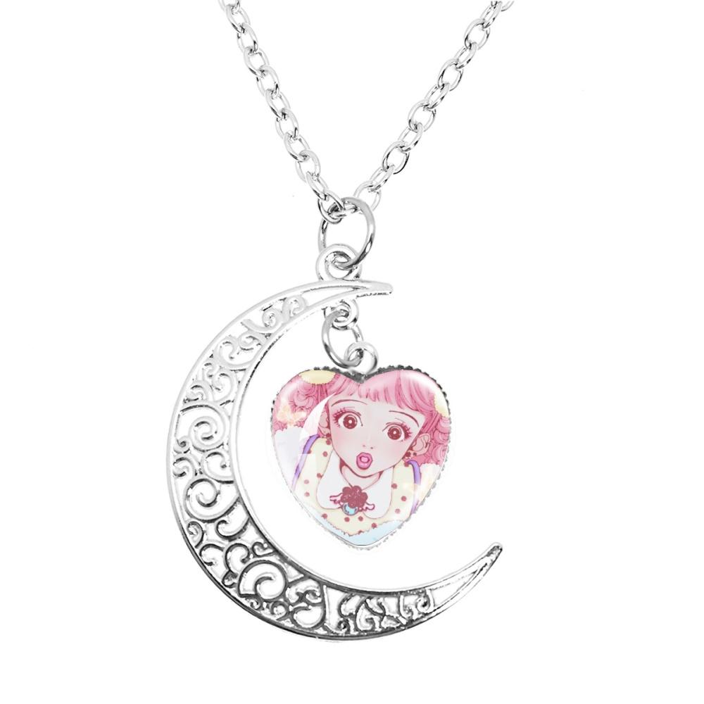 Anime Paradise Kiss Yukari Hayasaka Miwako Sakurada The Moon Necklace Glass Heart Shape Pendant Necklace Jewelry Charm Fans Gift