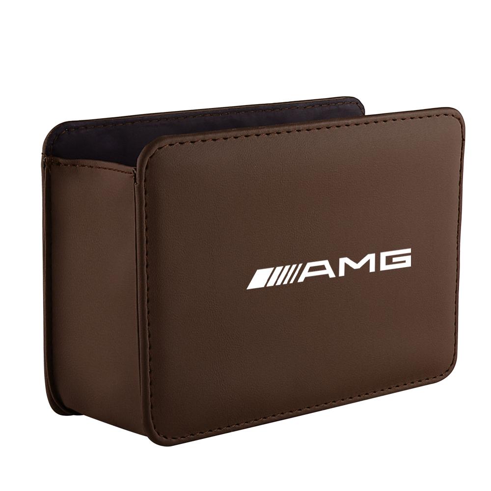 Car Door Storage Box Leather Auto Emblem Seat Back Trash Can For Mercedes Benz AMG W203 W206 W220 W205 W211 W212 W201 W210 W108