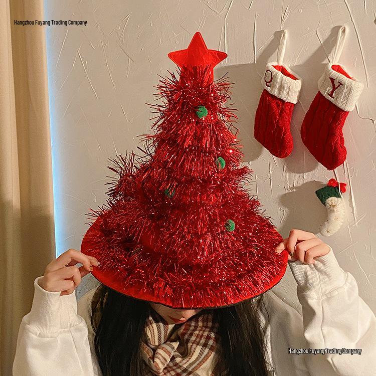 Korean Christmas Tree Hat for Adults & Kids - Festive Theme Party Costume & Photo Prop.