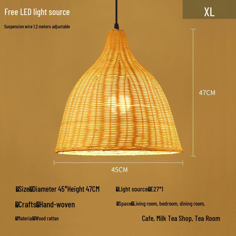 Wiktoriańska pleciona lampa wisząca z Azji Południowo-Wschodniej: Lampa pleciona z bambusa i słomy do restauracji, na wesela, do sklepów, hoteli i domów gościnnych.