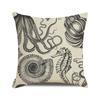 Watercolor Illustration of Octopus Squid Digital Printing Short Plush Pillow Covers for Car Sofa Office Cushion Cover Home Goods