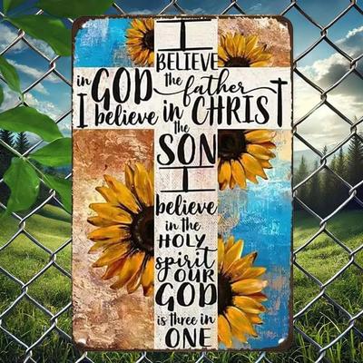 Estiyond I Believe In God The Father I Believe In Christ The Son I Believe In The Holy Spirit Our God Tin Signs For Home Wall De