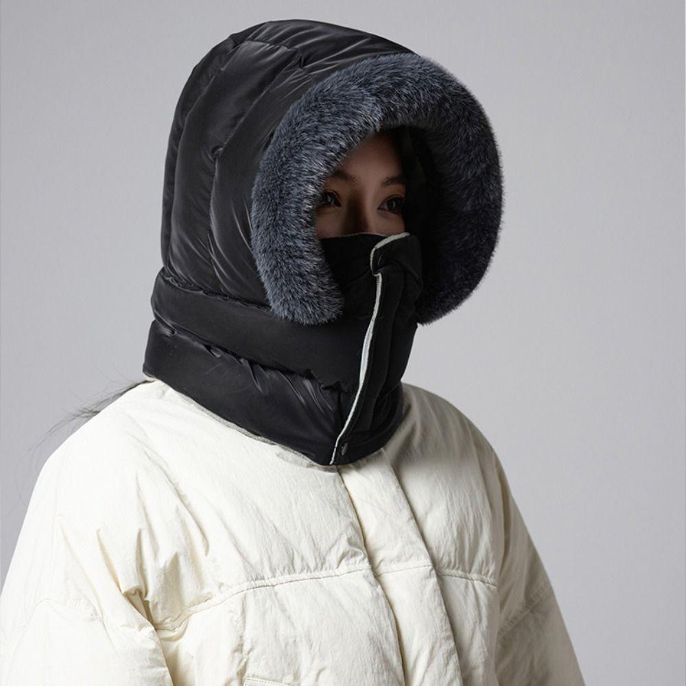 Keep Warm 3-in-1 Winter Cycling Hat Cold Resistant Head Cover Warm Scarf Face Mask Velvet Windproof Lei Feng Hat Women