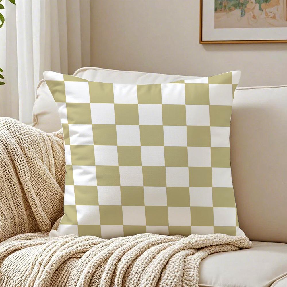 Künstlerischer Schachbrett-Stil Gedruckte Kunst-Kissenhülle Leinen-Kissenbezug Weich für Sofa Bett Wohnzimmer Dekoration