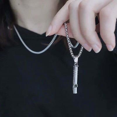 Whistle Necklace Pendant Emergency Survival Whistle Outdoor Hiking Camping Necklaces Stainless Steel Punk Whistle