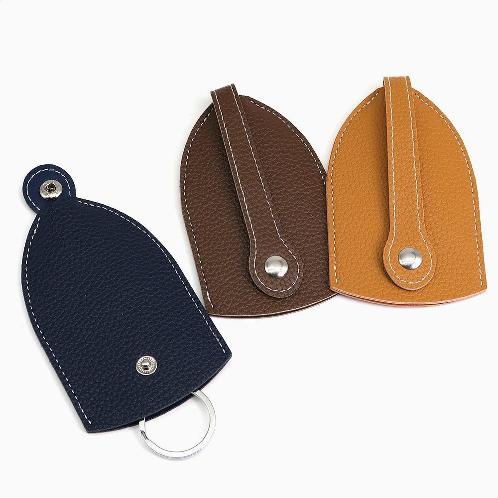 Unisex Pull Type Key Bag Mini Leather Keychain Pouch Portable Key Holder Case Key