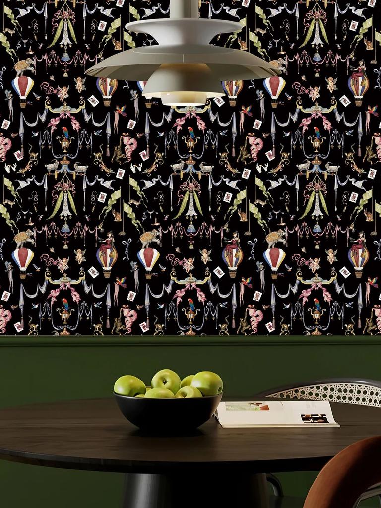 Traditional Circus Style Wallpaper Home Bedroom Waterproof Oil Resistant Art Wallpaper Chic Peel And Stick Cabinet Stickers