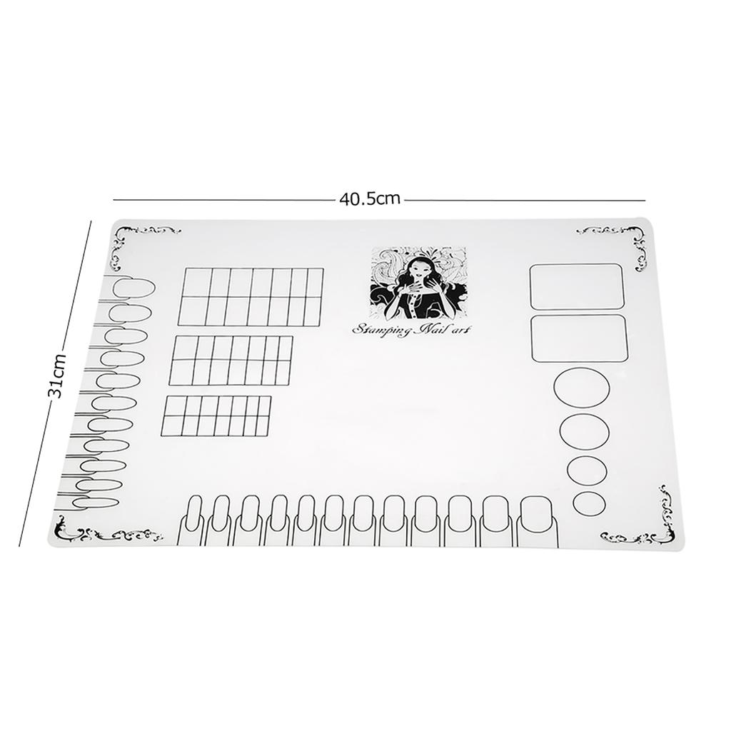 Nail Art Manicure Silicone Mat Foldable Washable Soft Table Cover Pad For Stamping Reverse Stamp