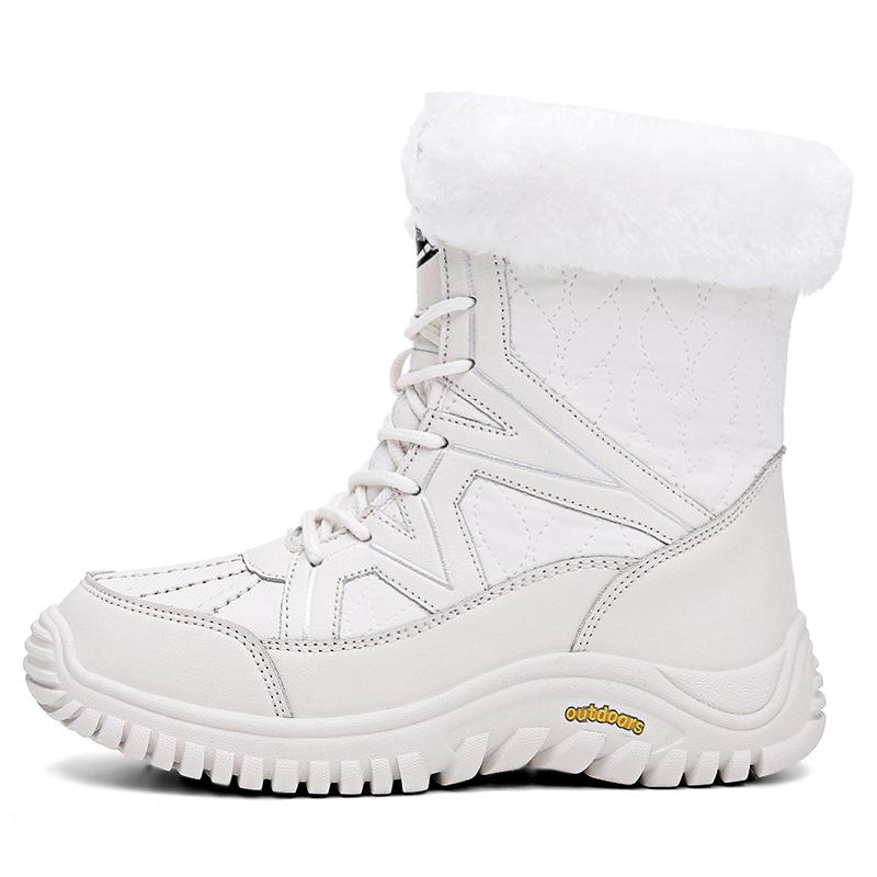Женские утепленные холодные теплые толстые подошвы легкие походные альпинистские водонепроницаемые нескользящие спортивные высокие зимние ботинки хлопковая обувь 36