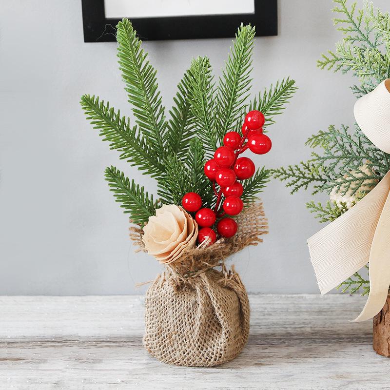 25CM Mini Christmas Tree Tabletop Decoration - Potted Plant Ornament for Window or Festival Scene Layout