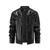 Herr 2024 Ståkrage PU-läder Motorcykeljacka - Europeisk & Amerikansk Retro Blixtlåsdesign