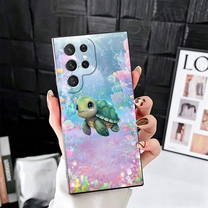 

Cartoon Ocean Sea Turtle Soft Phone Case for Samsung Galaxy S26 S25 Edge S24 Ultra S23 Plus S22 S21 FE S20 Black Cover Back Shel Samsung S22 Ultra