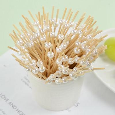Hochzeit Perle Einweg Bambusspieße Holz Cocktailspieße Fruchtspieße Snackgabel Spieß Hochzeitsfeier Zubehör 100 Stück/Beutel