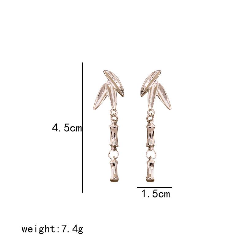 Boho Tassel Bamboo Earrings with Zinc Alloy Leaf Charms for Women