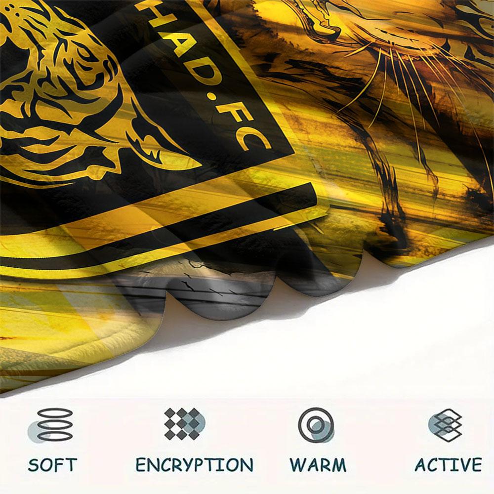 1PC Al-Ittihad FC Patterned Flannel Blanket Suitable For All Seasons for Home Decor Warmth and Comfort Gifts Holiday Present