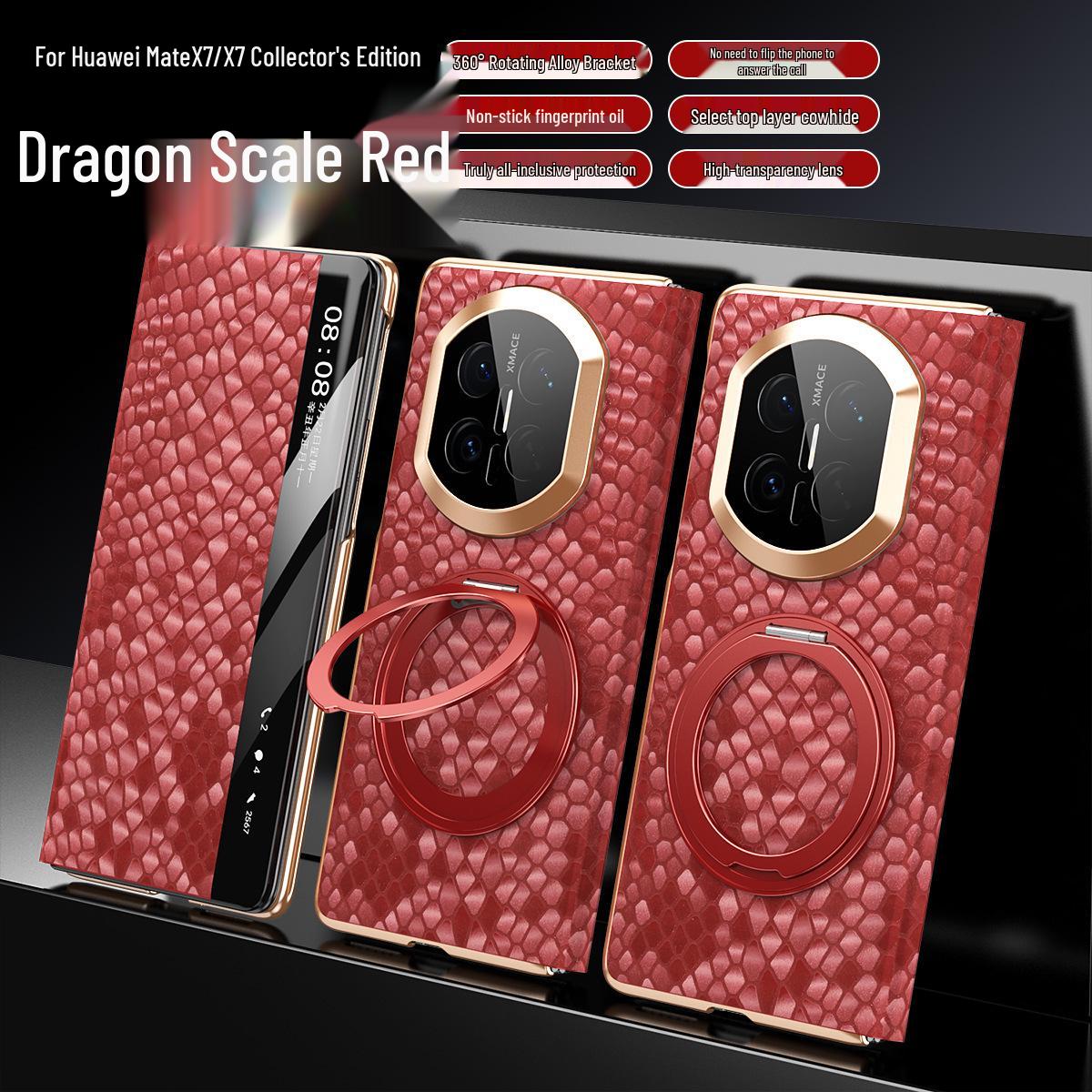 Huawei MateX7 Collector s Edition Foldable Genuine Leather Phone Case with Rotating Stand MateX7 Collector s Edition