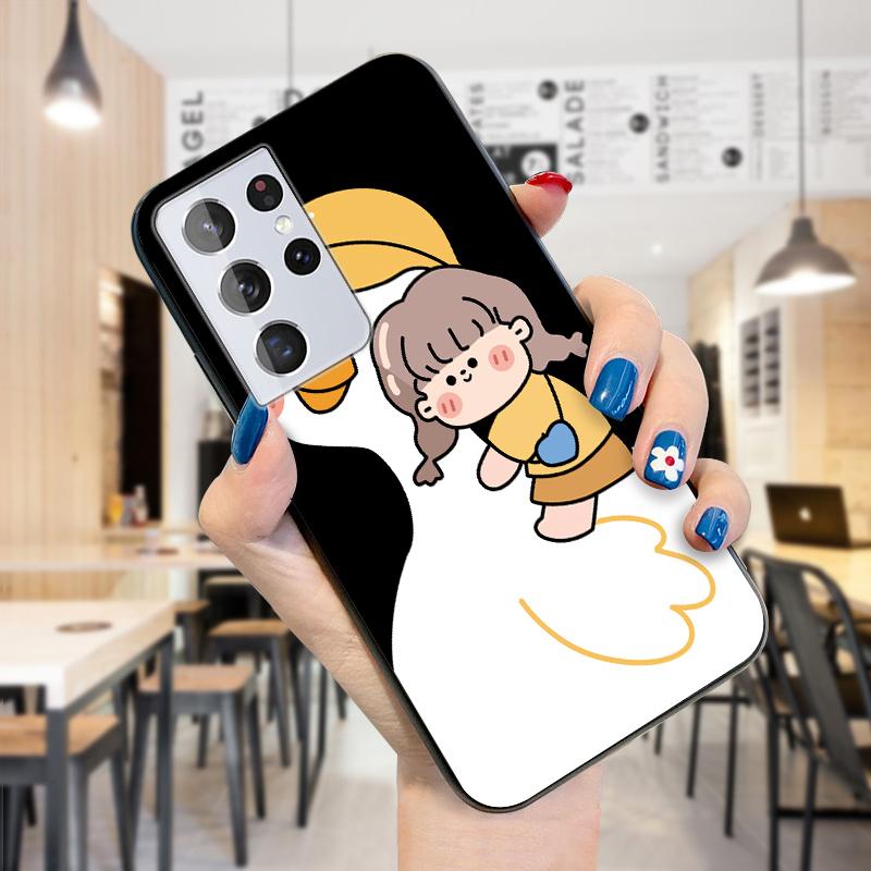 Caja del teléfono del diseño del pato de la muchacha de la historieta Carcasa del teléfono a prueba de golpes de los muchachos de las muchachas