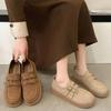 Womens Derby Shoes Autumn Slip-on Female Footwear Loafers With Fur Clogs Platform Leather Summer New Fall Retro Slip On Dress