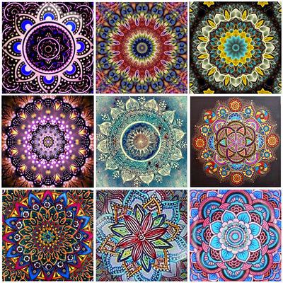 Pintura de diamante Mandala, taladro completo cuadrado, bordado de diamantes, flor, costura, mosaico de cuentas 5D, arte DIY, decoración de pared