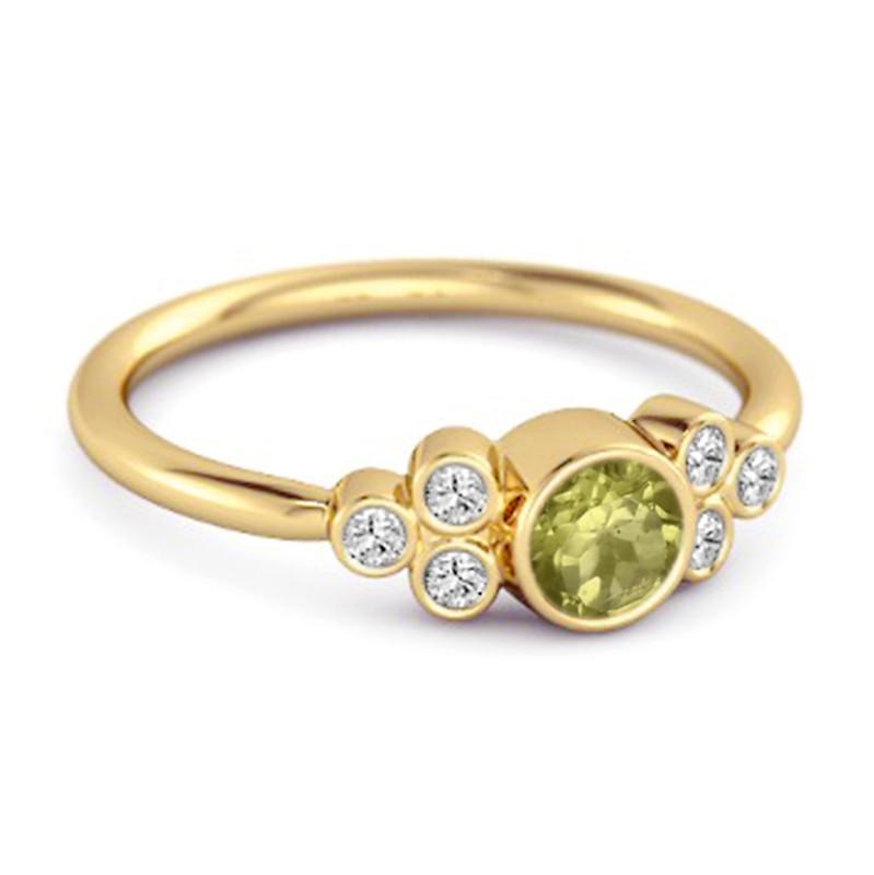 Lünettenfassung Peridot 925 Sterlingsilber Gold Vermeil Boho Ring