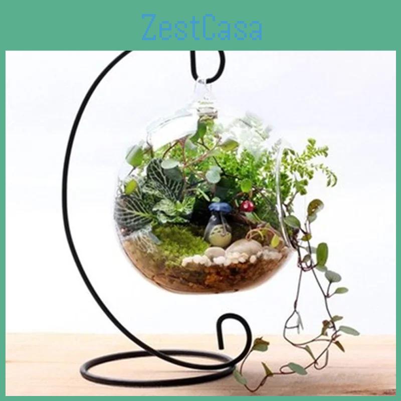 Vase Holder Hanging Glass Holder Crystal Terrarium Container Without Glass Ball Vase Pot Iron Stand Holder Decoration Home Decor