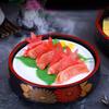 Japanese Sushi Bucket Sashimi Raw Fish Seafood Dish Cuisine Fruit Dish Restaurant Serving Plate Round Tray Salmon Ice Plate