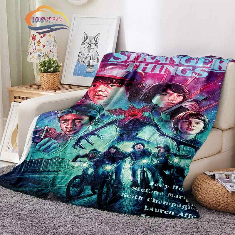 Horror Series Stranger Things Series Flannel Blanket Bedroom Sofa Bed Four Seasons Soft Blanket Travel Light Comfortable Blanket