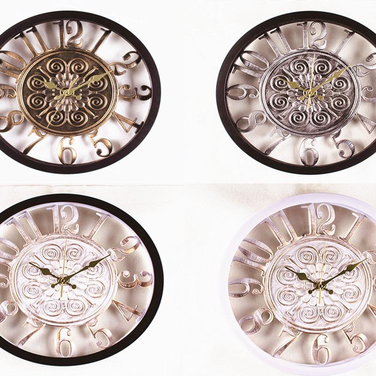 Retro Silent Wall Clock Living Room Simple European Antique Wall Clock Country Industrial Style Creative Large Clock