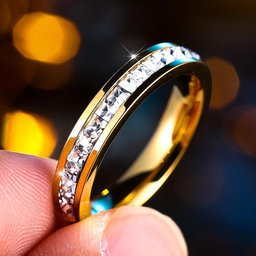 Luxus Damen Kristall Zirkon Stein Verlobungsring Vintage Silber Farbe Hochzeit Für Damen