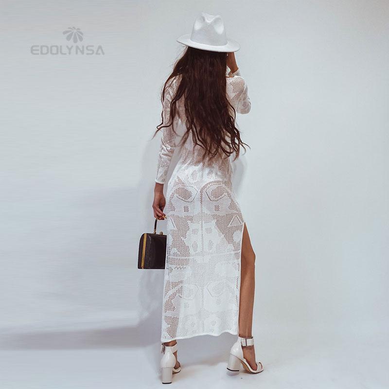 New Arrivals Sexy Beach Cover Up Crochet Women Swimwear Rash Guard Beach Kaftan Wrap Dress